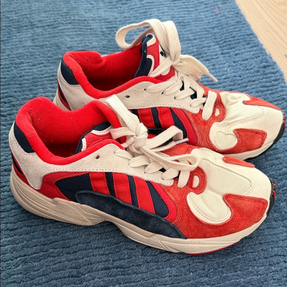 ADIDAS  yung 1 Red and Navy Athletic Sneakers - Classic Retro Style